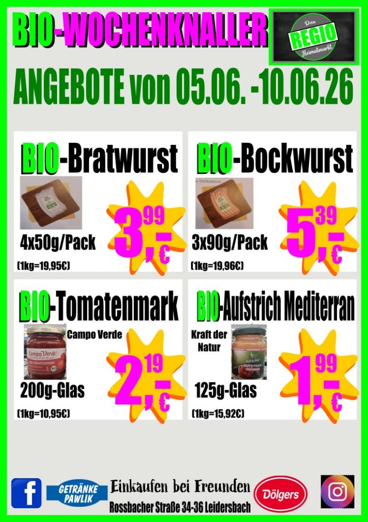 Start wochenknaller regio heimatmarkt ab 5.6. bio 2