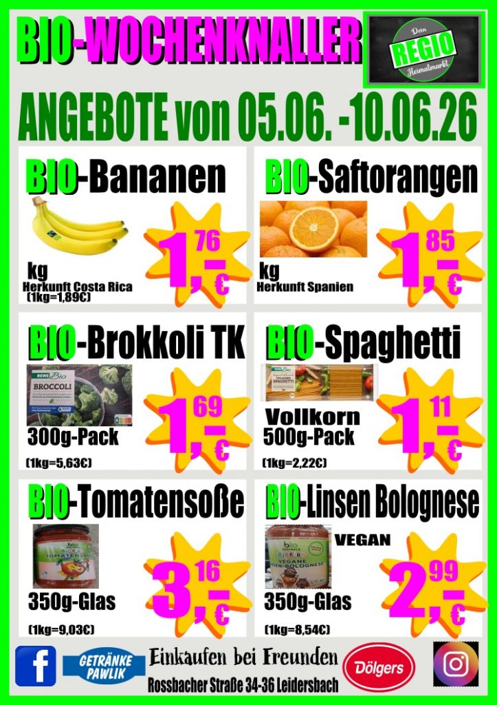 Start wochenknaller regio heimatmarkt ab 5.6. bio