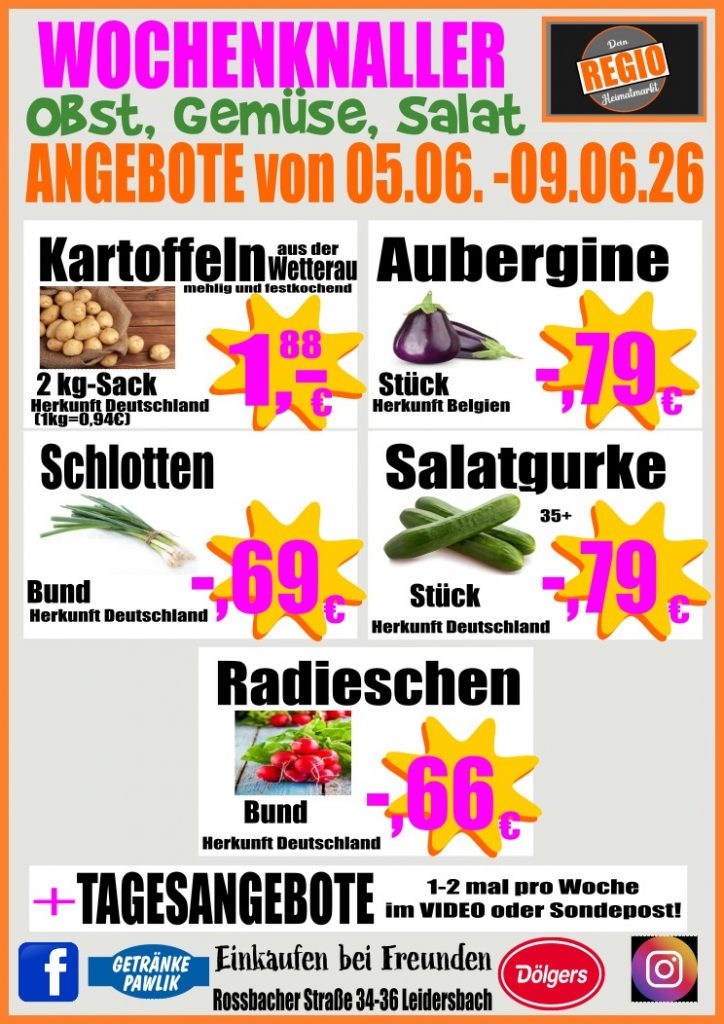 Start wochenknaller regio heimatmarkt ab 5.6. obst