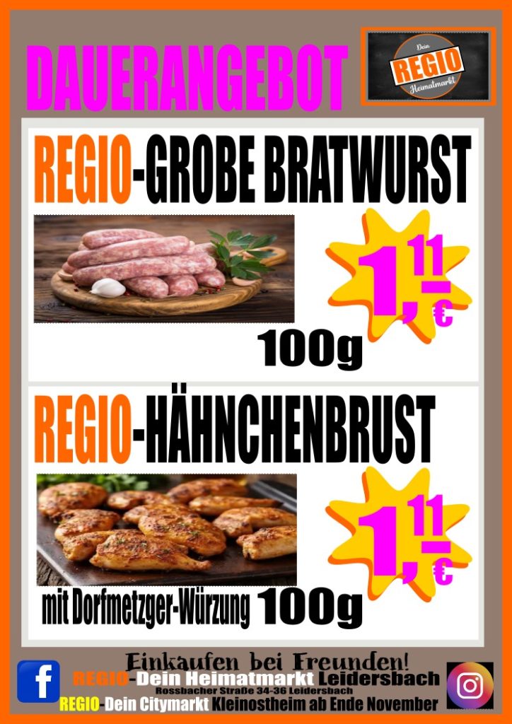 Angebote & Aktionen regio dauerangebot bratwurst und hähnchenbrust 17.09.2026