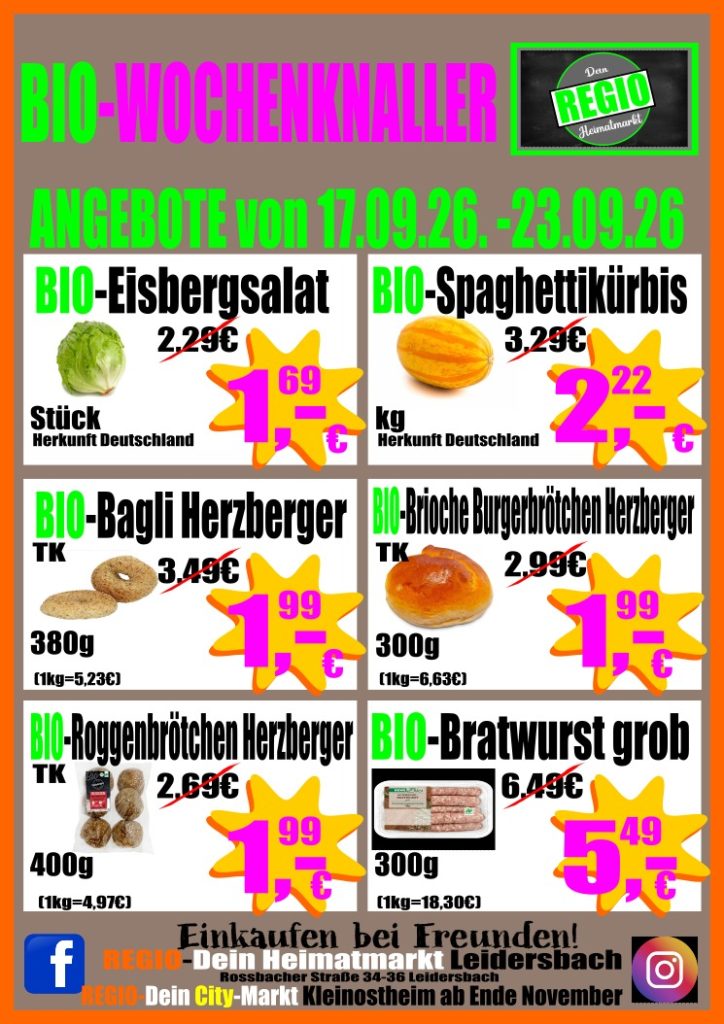 Angebote & Aktionen regio wochenknaller bio ab 17.09.2026