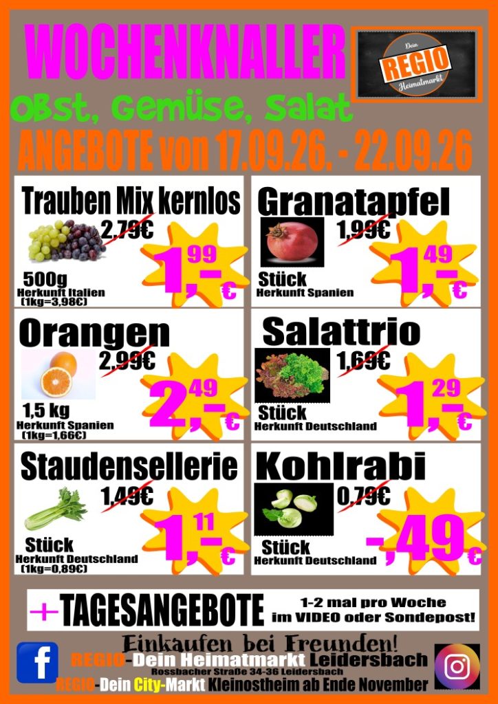 Angebote & Aktionen regio wochenknaller obst und gemüse ab 17.09.2026